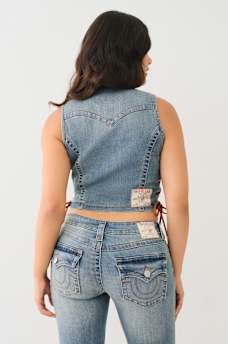 LACE UP DENIM VEST, image 3