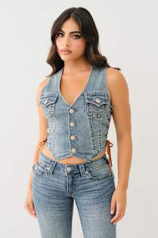 LACE UP DENIM VEST, image 4