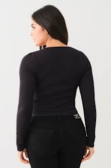 SEAMLESS NOTCH LONG SLEEVE TOP, image 3