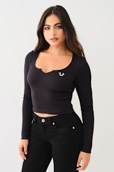 SEAMLESS NOTCH LONG SLEEVE TOP, image 5