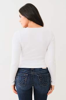SEAMLESS NOTCH LONG SLEEVE TOP, image 3
