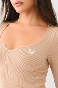 SEAMLESS NOTCH LONG SLEEVE TOP, image 2