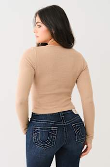 SEAMLESS NOTCH LONG SLEEVE TOP, image 3