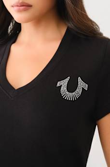 CRYSTAL HORSESHOE V NECK TEE, image 4