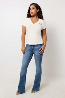 CRYSTAL HORSESHOE V NECK TEE, image 3