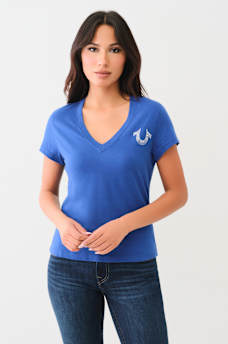 CRYSTAL HORSESHOE V NECK TEE, image 2