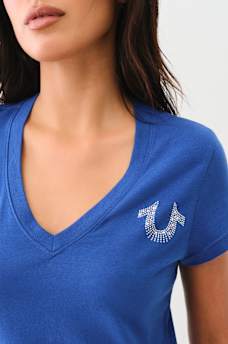 CRYSTAL HORSESHOE V NECK TEE, image 3