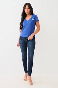 CRYSTAL HORSESHOE V NECK TEE, image 4