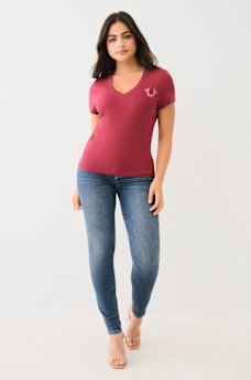 CRYSTAL HORSESHOE V NECK TEE, image 3