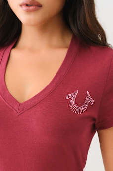 CRYSTAL HORSESHOE V NECK TEE, image 4