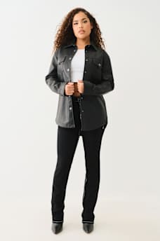 FAUX LEATHER EMBOSSED LOGO SHACKET, image 2