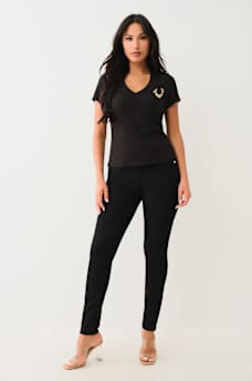 CRYSTAL OMBRE HORSESHOE V NECK TEE, image 3