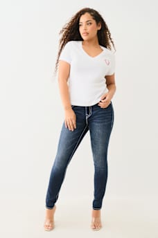 CRYSTAL OMBRE HORSESHOE V NECK TEE, image 3