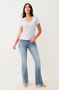 CRYSTAL OMBRE HORSESHOE V NECK TEE, image 3