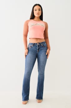 BECCA MID RISE BIG T BOOTCUT JEAN, image 3