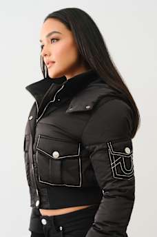 CROP HOODED PUFFER JACKET, image 4