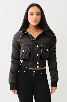 CROP HOODED PUFFER JACKET, image 1
