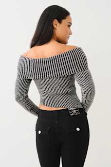RIBBED OFF THE SHOULDER SWEATER, image 2