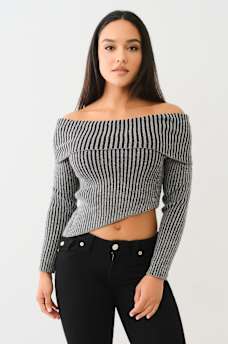 RIBBED OFF THE SHOULDER SWEATER, image 1