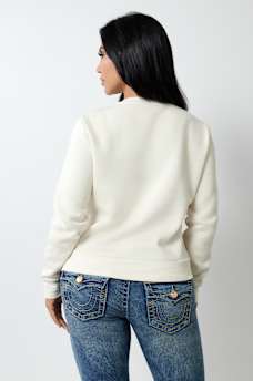 CRYSTAL METALLIC LOGO CREW SWEATSHIRT, image 2