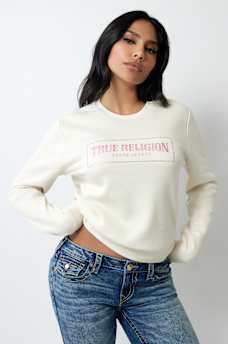 CRYSTAL METALLIC LOGO CREW SWEATSHIRT, image 1