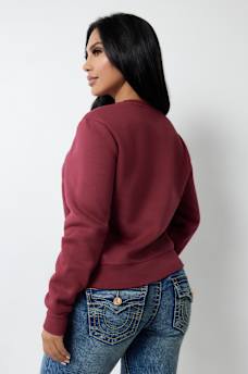 CRYSTAL METALLIC LOGO CREW SWEATSHIRT, image 2