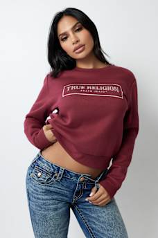 CRYSTAL METALLIC LOGO CREW SWEATSHIRT, image 1