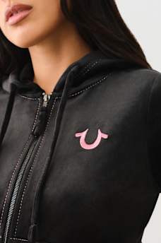 VELOUR LUREX BIG T ZIP HOODIE, image 5