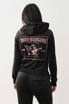 VELOUR LUREX BIG T ZIP HOODIE, image 1