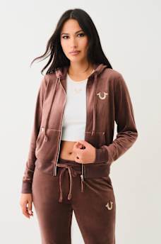 VELOUR LUREX BIG T ZIP HOODIE, image 2