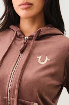 VELOUR LUREX BIG T ZIP HOODIE, image 5