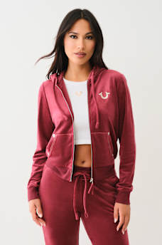 VELOUR LUREX BIG T ZIP HOODIE, image 2