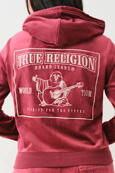 VELOUR LUREX BIG T ZIP HOODIE, image 4