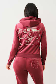 VELOUR LUREX BIG T ZIP HOODIE, image 1