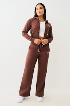 PANTALON EN MOLLETON AVEC LOGO CRISTAL BIG T