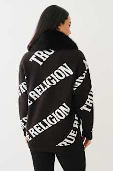FUR TRIM LOGO CARDIGAN, image 3