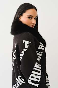 FUR TRIM LOGO CARDIGAN, image 4