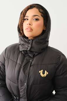 FUR TRIM HOODED LONGLINE PUFFER JACKET, image 5