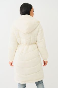 FUR TRIM HOODED LONGLINE PUFFER JACKET, image 3