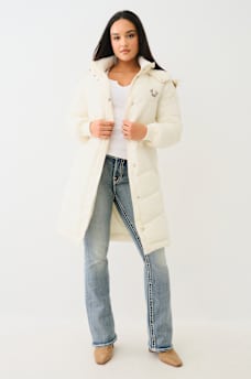 FUR TRIM HOODED LONGLINE PUFFER JACKET, image 8