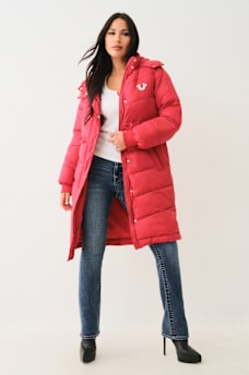 FUR TRIM HOODED LONGLINE PUFFER JACKET, image 2