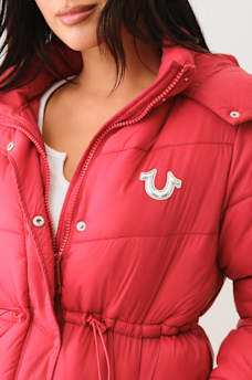 FUR TRIM HOODED LONGLINE PUFFER JACKET, image 5