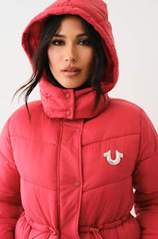 FUR TRIM HOODED LONGLINE PUFFER JACKET, image 7