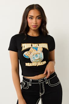 CRYSTAL BLING RING LOGO BABY TEE, image 2