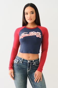 CONTRAST LONG SLEEVE BASEBALL TEE, image 1