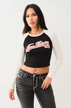 CONTRAST LONG SLEEVE BASEBALL TEE, image 1