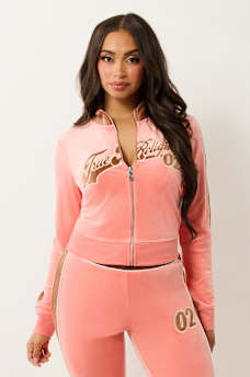 VELOUR PANELLED TRACK JACKET, image 1