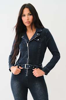  MOTO LONG SLEEVE SKINNY JUMPSUIT , image 2