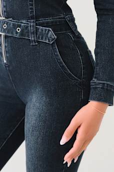  MOTO LONG SLEEVE SKINNY JUMPSUIT , image 6