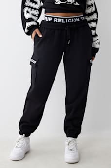 BRANDED ELASTIC WAISTBAND BOYFRIEND JOGGER, image 1